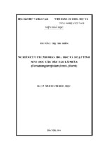 Luận án tiến sĩ hóa học nghiên cứu thành phần hóa học và hoạt tính sinh học cây dấu dầu lá nhẵn tetradium glabrifolium (benth.) hartl