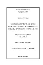 Luận văn thạc sĩ kinh tế nghiên cứu các yếu tố ảnh hưởng đến sự thoát nghèo và tái nghèo của các hộ dân tại huyện krông nô tỉnh đăk nông