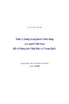 Luận văn thạc sĩ   tính vị chủng trong hành vi tiêu dùng của người việt nam đối với hàng hóa nhật bản và trung quốc