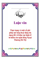 Luận văn thực trạng và một số giải pháp mở rộng hoạt động tín dụng đối với khu vực kinh tế tư nhân của ngân hàng ngoại thương hà nội