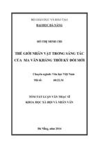 Tóm tắt luận văn thạc sĩ khoa học xã hội và nhân văn thế giới nhân vật trong sáng tác của ma văn kháng thời kỳ đổi mới