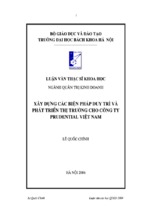 Luận án tiến sĩ xây dựng các biện pháp duy trì và phát triển thị trường cho công ty prudential việt nam