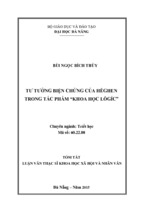 Tóm tắt luận văn thạc sĩ khoa học xã hội và nhân văn tư tưởng biện chứng của hêghen trong tác phẩm khoa học lôgíc