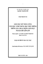 Giáo dục kĩ năng sống cho học sinh trung học phổ thông thông qua hoạt động giáo dục ngoài giờ lên lớp