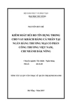 Tóm tắt quản trị kinh doanh kiểm soát rủi ro tín dụng trong cho vay khách hàng cá nhân thương việt nam – chi nhánh đắk nông