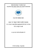 Luận án tiến sĩ đầu tư trực tiếp nước ngoài và tăng trưởng kinh tế ở các vùng của việt nam