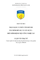 Nhận dạng và phân tích rủi ro tài chính đến dự án xây dựng   điển hình bệnh viện công nghệ cao.