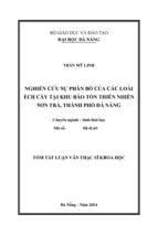 Tóm tắt khoa học nghiên cứu sự phân bố của các loài ếch cây tại khu bảo tồn thiên nhiên sơn trà, thành phố đà nẵng