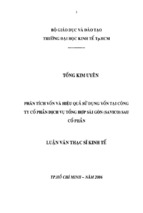 Phân tích vốn và hiệu quả sử dụng vốn tại công ty cổ phần dịch vụ tổng hợp sài gòn (savico) sau cổ phần
