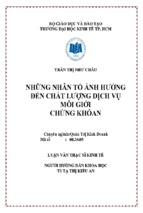 Những nhân tố ảnh hưởng đến chất lượng dịch vụ môi giới chứng khoán