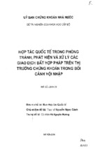 Hợp tác quốc tế trong phòng tránh, phát triển và xử lý các giao dịch bất hợp pháp trên thị trường chứng khoán trong bối cảnh hội nhập