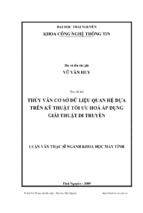 Thủy vân cơ sở dữ liệu quan hệ dựa trên kỹ thuật tối ưu hoá áp dụng giải thuật di truyền