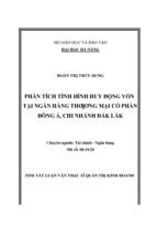 Tóm tắt quản trị kinh doanh phân tích tình hình huy động vốn tại ngân hàng thương mại cổ phần đông á chi nhánh đắk lắk