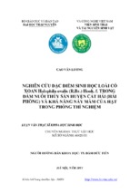 Khoa học sinh học nghiên cứu đặc điểm sinh học loài cỏ xoan halophila ovalis (r. br.) hook.f. trong đầm nuôi thủy sản huyện cát hải (hải phòng) và khả năng nảy mầm của hạt trong phòng thí nghiệm