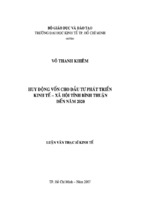 Huy động vốn cho đầu tư phát triển kinh tế   xã hội tỉnh bình thuận đến năm 2020