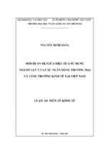 Luận án tiến sĩ kinh tế mối quan hệ giữa hiệu quả sử dụng nguồn lực của các ngân hàng thương mại và tăng trưởng kinh tế tại việt nam