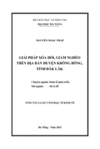 Tóm tắt kinh tế giải pháp xóa đói, giảm nghèo trên địa bàn huyện krông bông, tỉnh đăk lăk