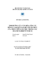 ảnh hưởng của văn hóa công ty đến sự cam kết gắn bó với tổ chức của nhân viên làm việc trong các doanh nghiệp ở thành phố hồ chí minh