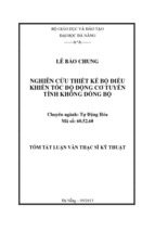 Tóm tắt kỹ thuật nghiên cứu thiết kế bộ điều khiển tốc độ động cơ tuyến tính không đồng bộ