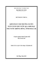 Tóm tắt kinh tế kiểm soát chi thường xuyên ngân sách nhà nước qua kho bạc nhà nước krông bông, tỉnh đắk lắk