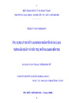 ứng dụng lý thuyết logistics nhằm tối ưu hóa quá trình sản xuất và tiêu thụ bưởi da xanh tỉnh bến tre