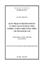 Tóm tắt quản trị kinh doanh quản trị quan hệ khách hàng cá nhân tại ngân hàng nông nghiệp và phát triển nông thôn chi nhánh tỉnh đăk lăk