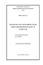 Luận án tiến sĩ liên kết du lịch   hàng không giá rẻ trong hội nhập kinh tế quốc tế ở việt nam