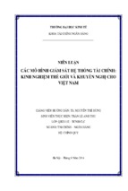 Niên luận các mô hình giám sát hệ thống tài chính kinh nghiệm thế giới và khuyến nghị cho việt nam