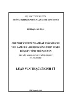 Kinh tế giải pháp chủ yếu nhằm đáp ứng nhu cầu việc làm của lao động nông thôn huyện đồng hỷ tỉnh thái nguyên