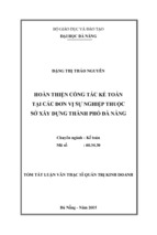 Tóm tắt quản trị kinh doanh hoàn thiện tổ chức công tác kế toán tại các đơn vị sự nghiệp thuộc sở xây dựng thành phố đà nẵng