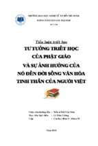 Tư tưởng triết học của phật giáo và sự ảnh hưởng của nó đến đời sống tinh thần và văn hóa của người việt