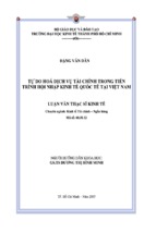 Tự do hóa dịch vụ tài chính trong tiến trình hội nhập kinh tế quốc tế tại việt nam