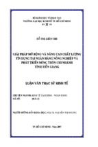 Luận văn thạc sĩ giải pháp mở rộng và nâng cao chất lượng tín dụng tại ngân hàng nông nghiệp & phát triển nông thôn chi nhánh tỉnh tiền giang