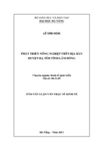 Luận văn thạc sĩ phát triển nông nghiệp trên địa bàn huyện đạ têh tỉnh lâm đồng