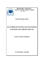 Luận văn thạc sĩ quản trị rủi ro tín dụng tại sở giao dịch ii ngân hàng công thương việt nam