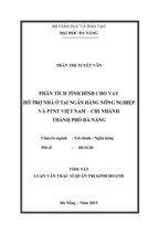 Luận văn thạc sĩ quản trị kinh doanh phân tích tình hình cho vay hỗ trợ nhà ở tại ngân hàng nông nghiệp và phát triển nông thôn việt nam – chi nhánh thành phố đà nẵng