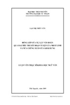 Luận văn thạc sĩ đóng góp của tự lực văn đoàn qua hai tiểu thuyết đoạn tuyệt của nhất linh và nửa chừng xuân của khái hưng