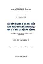 Luận văn thạc sĩ giải pháp tài chính hỗ trợ phát triển doanh nghiệp nhỏ và vừa trong khu vực kinh tế tư nhân của việt nam hiện nay