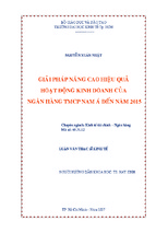 Luận văn thạc sĩ giải pháp nâng cao hiệu quả hoạt động kinh doanh của ngân hàng nam á đến năm 2015