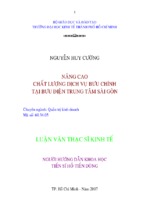 Luận văn thạc sĩ kinh tế nâng cao chất lượng dịch vụ bưu chính tại bưu điện trung tâm sài gòn