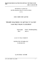 Luận văn thạc sĩtìm hiểu hoạt động các quỹ đầu tư tại việt nam  thực trạng và giải pháp