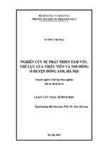 Nghiên cứu sự phát triển tầm vóc, thể lực của thiếu niên và nhi đồng ở huyện đông anh, hà nội