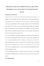 Strategic plan of the academy of finance (aof) center for foreign languages, hanoi, vietnam for the years 2013 2017