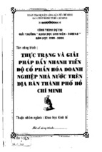 Luận văn thạc sĩ kinh tế thực trạng và giải pháp đẩy nhanh tiến độ cổ phần hóa doanh nghiệp nhà nước trên địa bàn tp