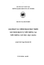 Luận văn thạc sĩ giải pháp tài chính nhằm phát triển sản phẩm viễn thông tại viễn thông hậu giang   cần thơ