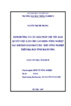 Luận văn thạc sĩ nông nghiệp định hướng và giải pháp chủ yếu giải quyết việc làm cho lao động nông nghiệp sau khi bàn giao đất cho khu công nghiệp trên địa bàn tỉnh hải dương