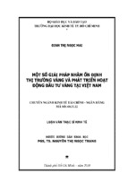 Một số giải pháp nhằm ổn định thị trường vàng và phát triển hoạt động đầu tư vàng