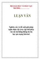 Giải pháp ngăn chặn truy cập trái phép vào các hệ thống thông tin tin học qua mạng