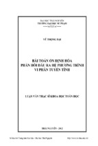 Luận văn thạc sĩ toán học bài toán ổn định hóa phản hồi đầu ra hệ phương trình vi phân tuyến tính