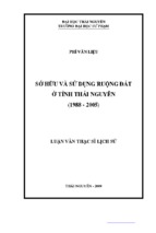 Luận văn thạc sĩ sở hữu và sử dụng ruộng đất ở tỉnh thái nguyên (1988   2005)